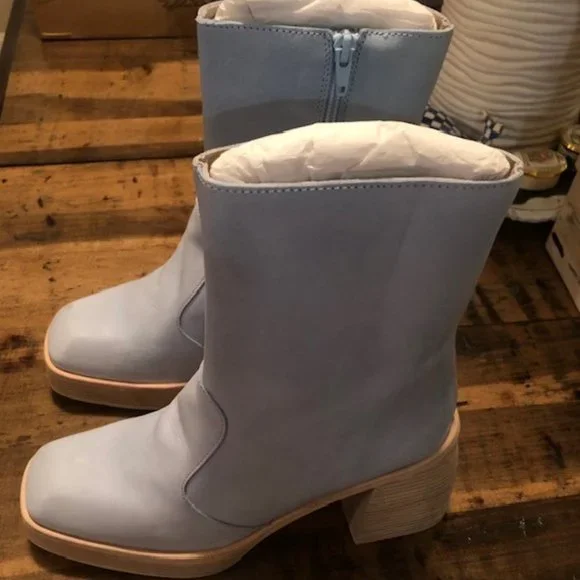 NEW $278 FREE PEOPLE CELESTE BLUE RUBY PLATFORM BOOTIES / BOOTS SIZE 39.5 / 9.5 - Picture 11 of 11